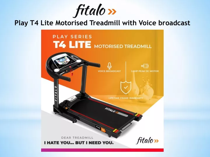 play t4 lite motorised treadmill with voice