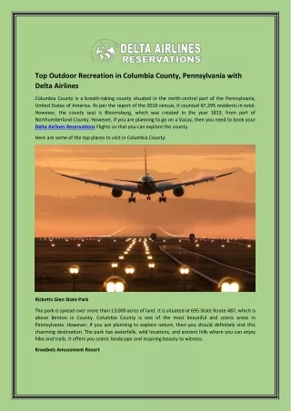 Top Outdoor Recreation in Columbia County, Pennsylvania with Delta Airlines