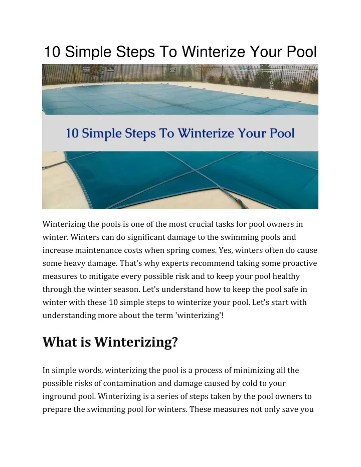 10 simple steps to winterize your pool