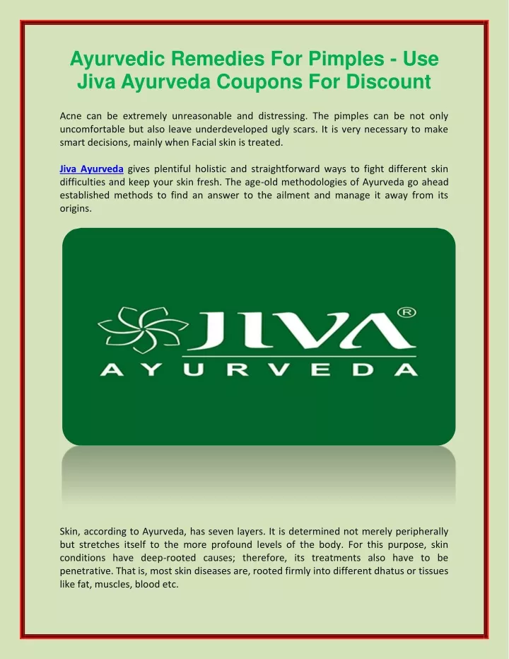 ayurvedic remedies for pimples use jiva ayurveda