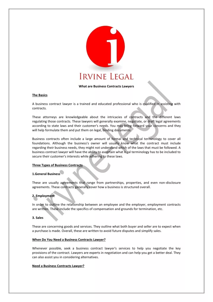 what are business contracts lawyers