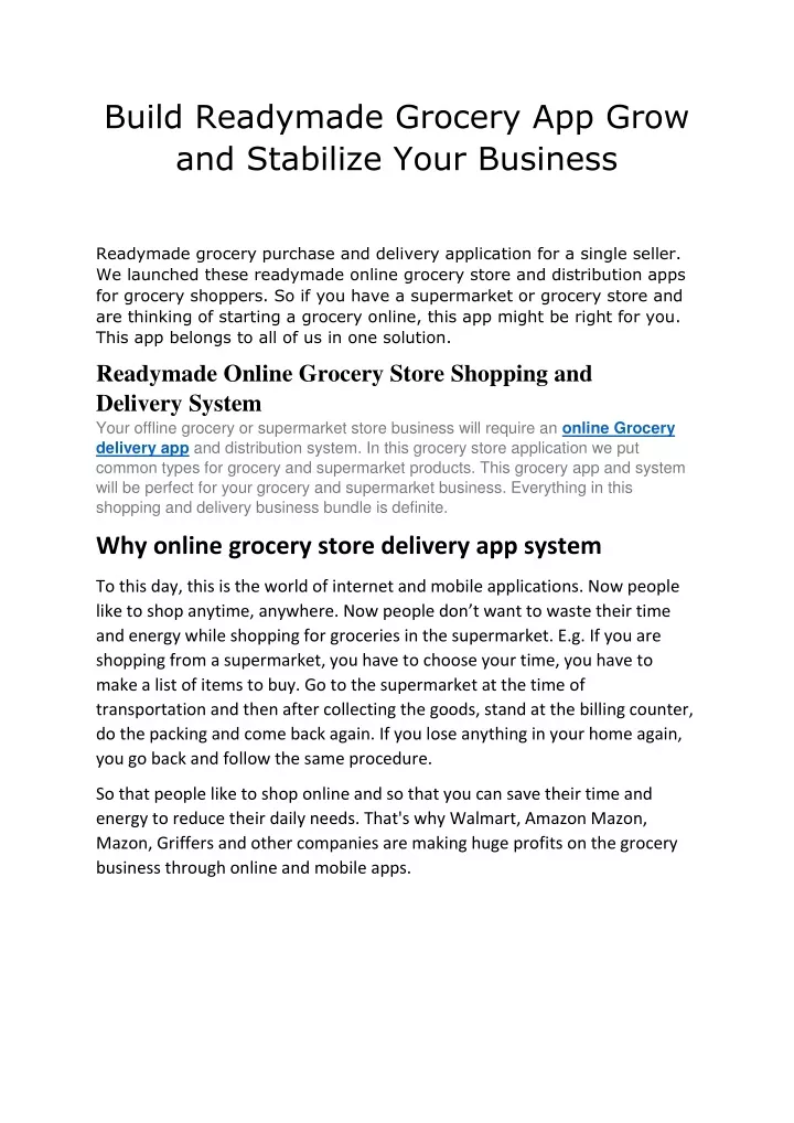build readymade grocery app grow and stabilize