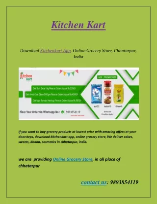 Online Grocery Store in Chhatarpur- KitchenkartApp  I