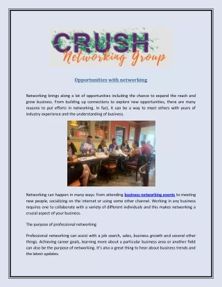 opportunities with networking