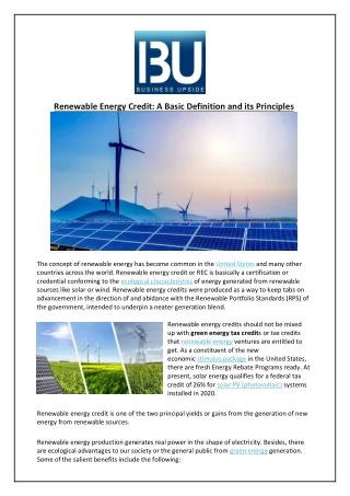 renewable energy credit a basic definition