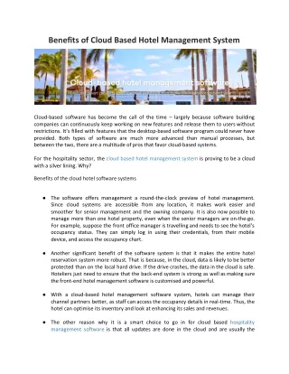 benefits of cloud based hotel management system
