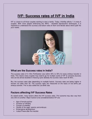 Success rates of IVF in India