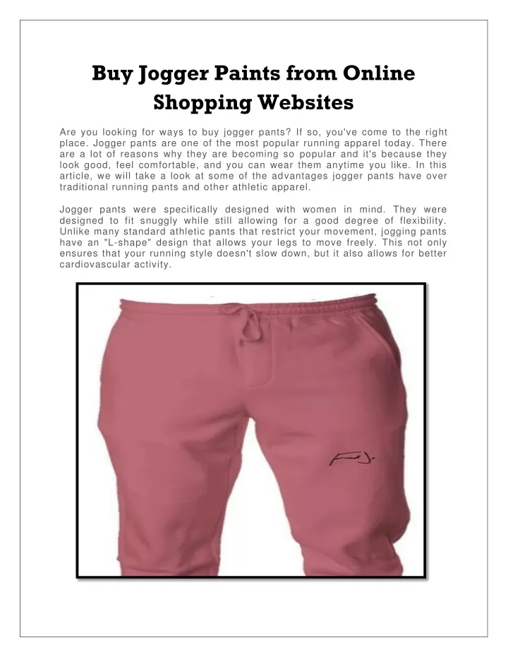 buy jogger paints from online shopping websites