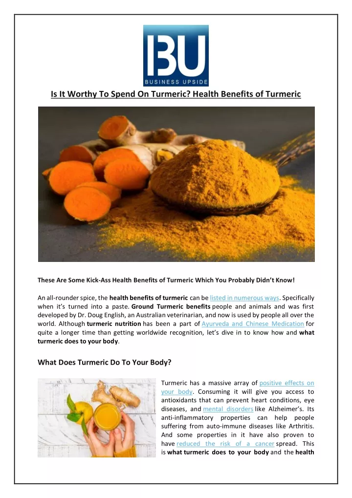 is it worthy to spend on turmeric health benefits
