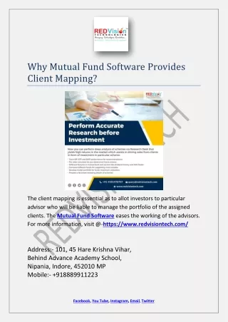 why mutual fund software provides client mapping