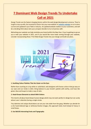 7 dominant web design trends to undertake call