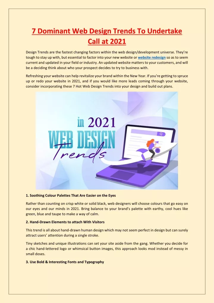 7 dominant web design trends to undertake call
