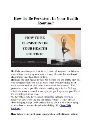 How To Be Persistent In Your Health Routine?