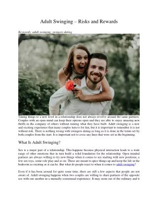 adult swinging risks and rewards