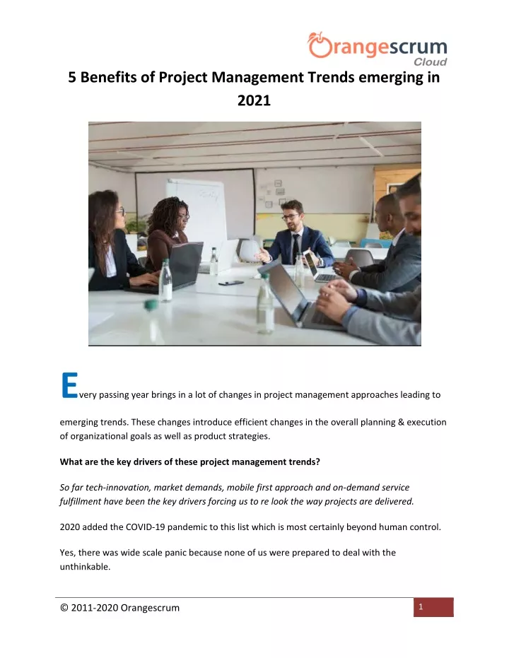 5 benefits of project management trends emerging