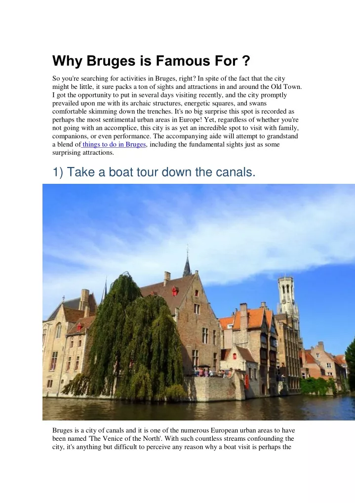 why bruges is famous for