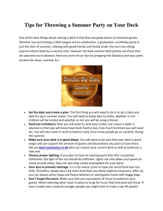 Tips for Throwing a Summer Party on Your Deck