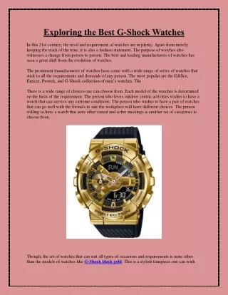 exploring the best g shock watches