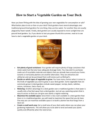 How to Start a Vegetable Garden on Your Deck