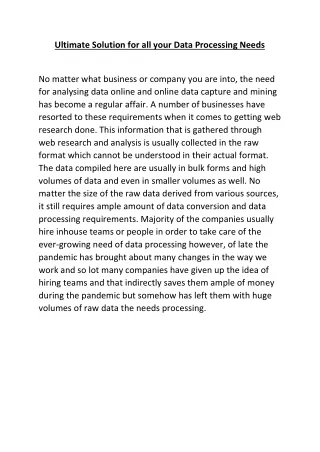 ultimate solution for all your data processing