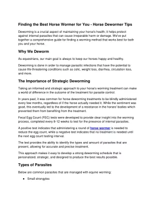 finding the best horse wormer for you horse