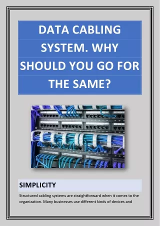 data cabling system why should you go for the same