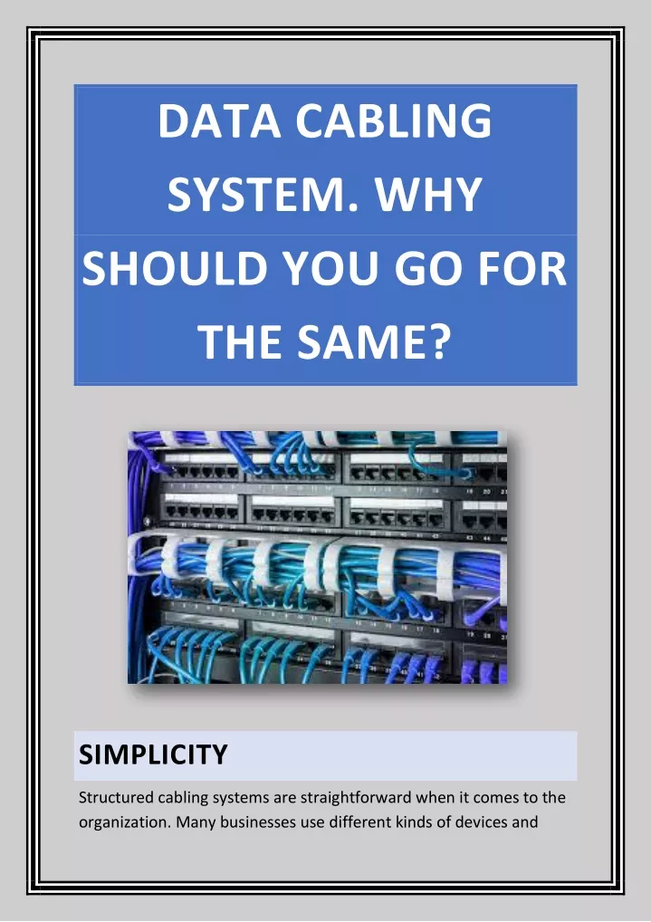 data cabling system why should you go for the same