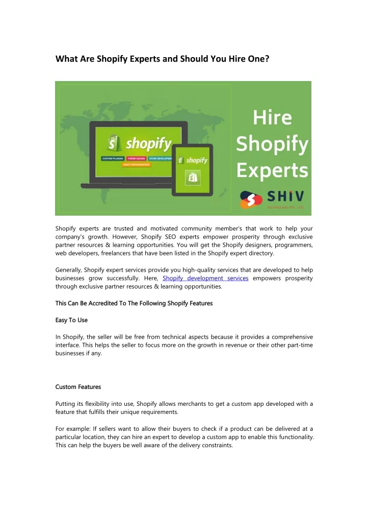 what are shopify experts and should you hire one