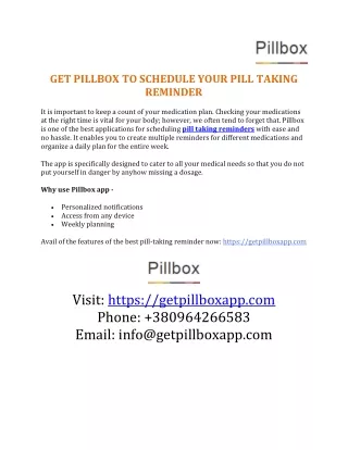 Get Pillbox to Schedule Your Pill Taking Reminder