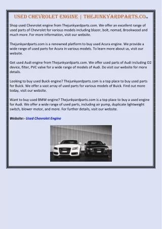 Used Chevrolet Engine | Thejunkyardparts.com