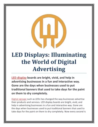 LED Displays: Illuminating the World of Digital Advertising
