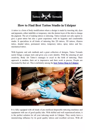 How to Find Best Tattoo Studio in Udaipur