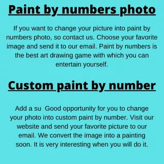 Paint by numbers photo