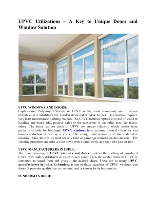 upvc utilizations a key to unique doors