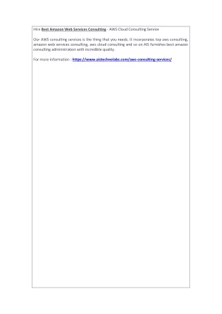 hire best amazon web services consulting