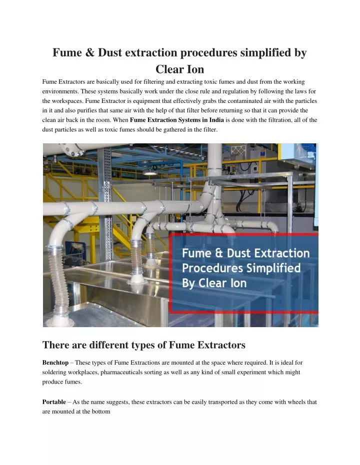 fume dust extraction procedures simplified