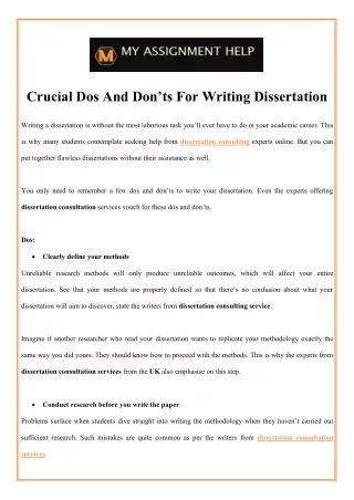 crucial dos and don ts for writing dissertation