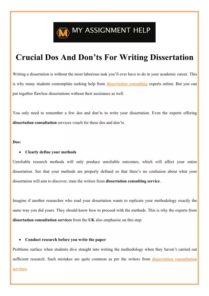 crucial dos and don ts for writing dissertation