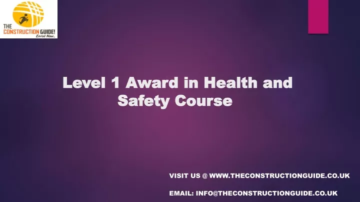 level 1 award in health and safety course
