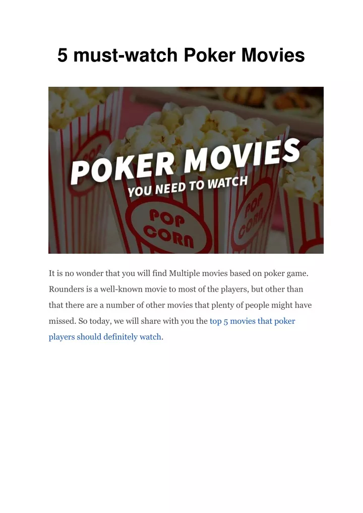 5 must watch poker movies