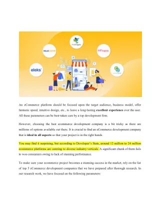 an ecommerce platform should be focused upon