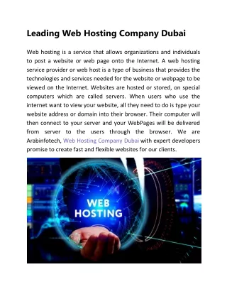 Web Hosting Company Dubai