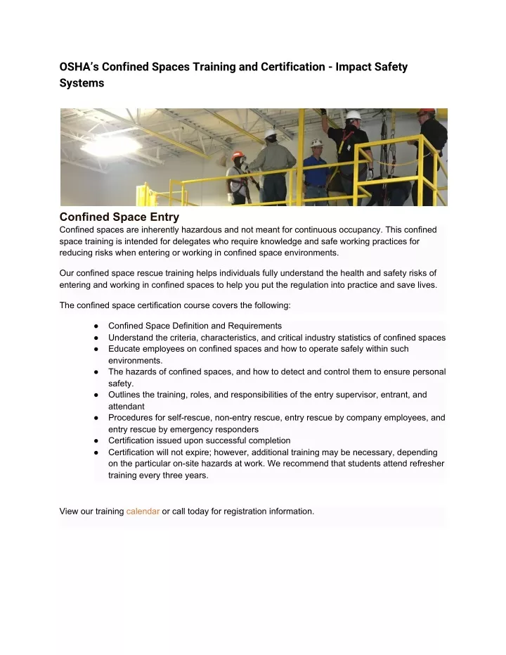 osha s confined spaces training and certification