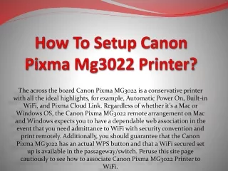 How To Setup Canon Pixma Mg3022 printer?