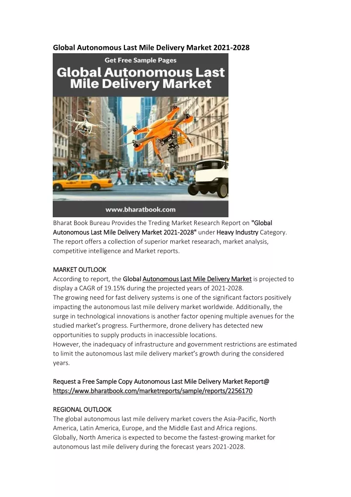 global autonomous last mile delivery market 2021