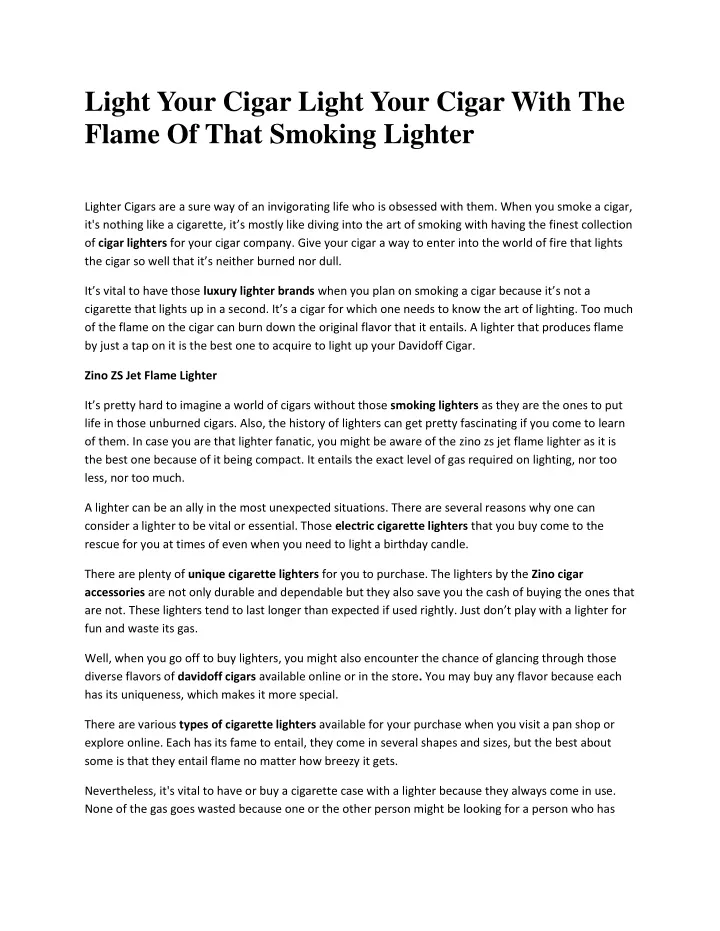 light your cigar light your cigar with the flame