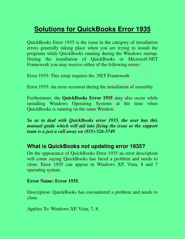 solutions for quickbooks error 1935