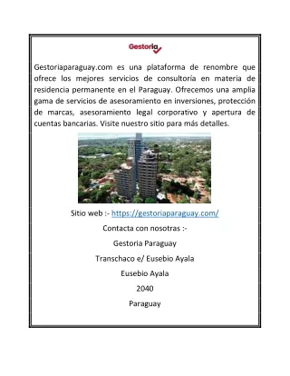 Servicios de consultoría de residencia permanente en Paraguay | Gestoriaparaguay.com