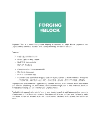 Decentralized Payment Gateway | Forgingblock.io