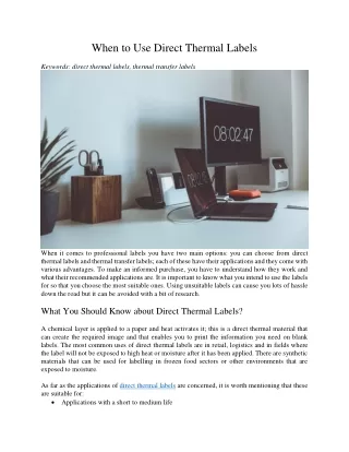 when to use direct thermal labels